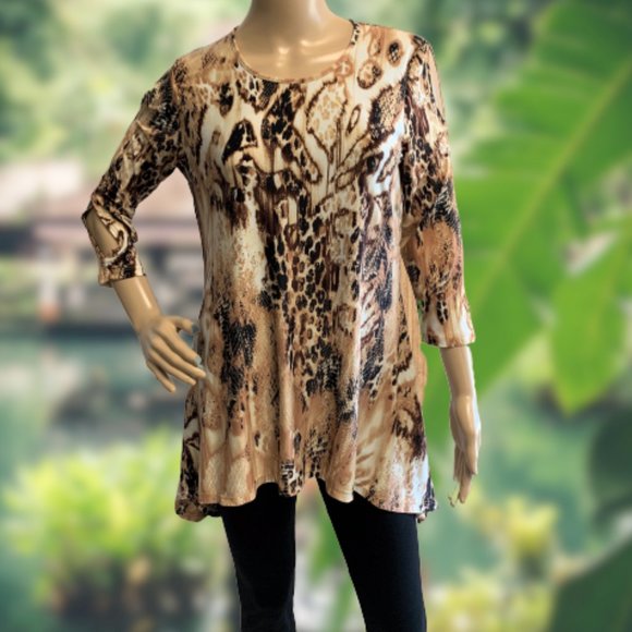 NWT! PATTI BROOKS DESIGNS BELLA SNAKESKIN PEEP SLEEVE TUNIC SMALL - Picture 1 of 8